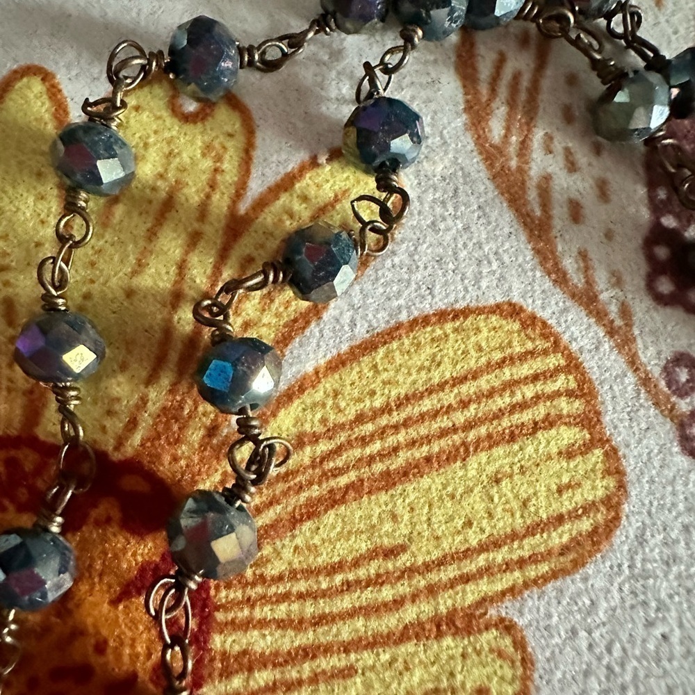 Iridescent Beaded Tassel Necklace​​​​​​